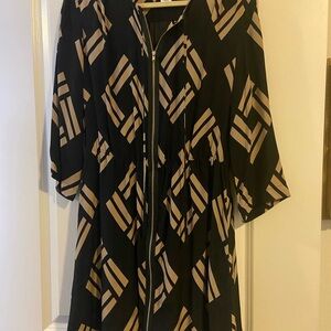 Amanda Uprichard Black and Cream Geometric Dress